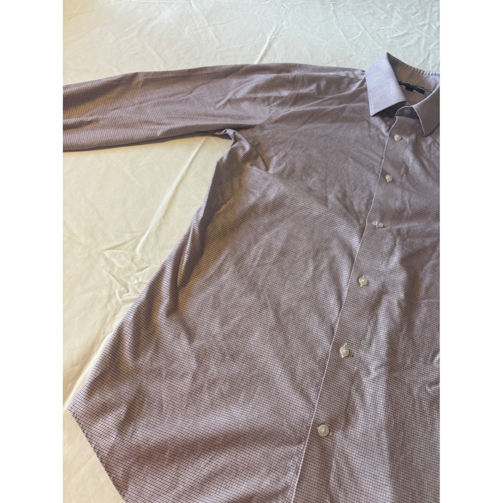 Banana Republic Dress Shirt Mens Medium Purple White Micro-Check Long Slv - Picture 3 of 13